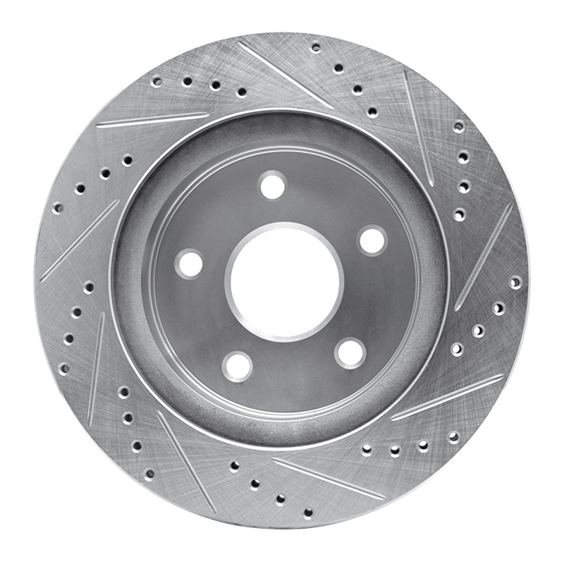 Chrysler Aspen Brake Rotor (1) - Front Left - R1 Concepts - Drilled & Slotted - Silver - `02-`24